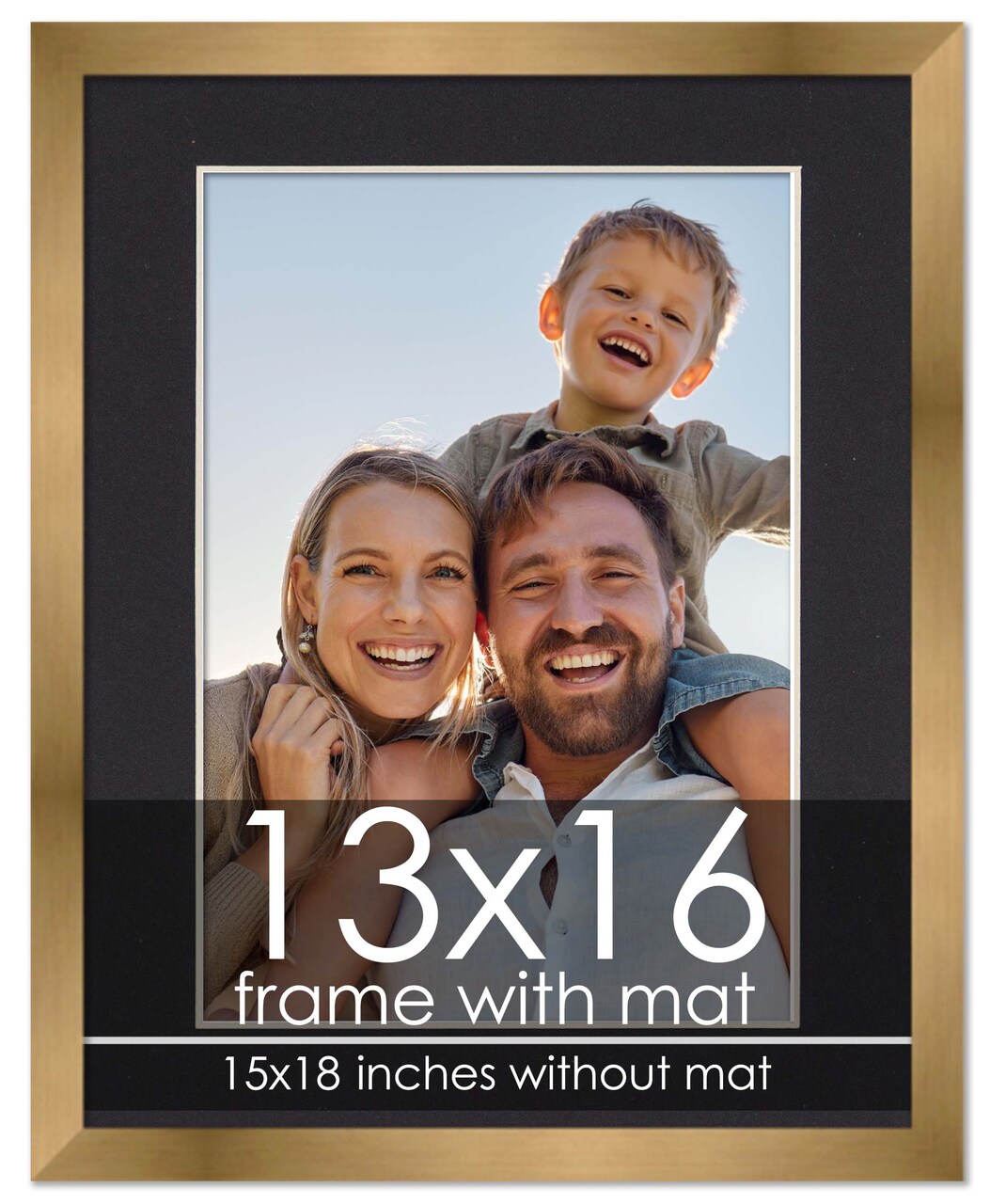 13x16 Frame with Mat - Bronze 15x18 Frame Wood Made to Display Print or Poster Measuring 13 x 16 Inches with Black Photo Mat